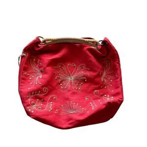 Vintage Nordstrom Red Hobo Handbag Y2K 2000s 90s